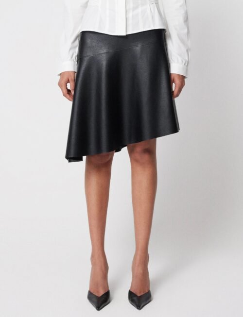 Faux Leather Asymmetrical Skirt | Black