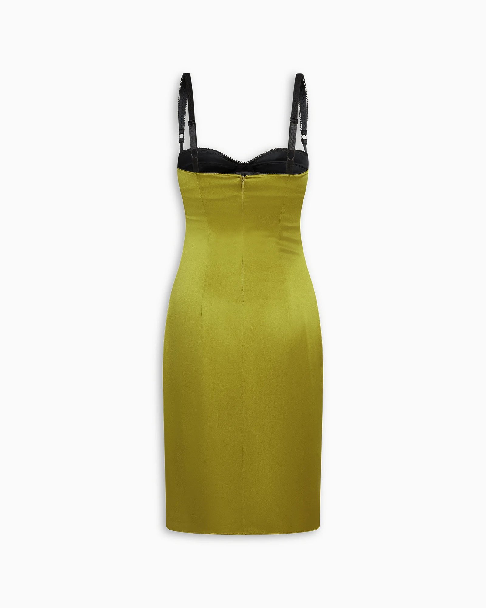 Silk Bustier Midi Dress | Golden Olive - Image 6