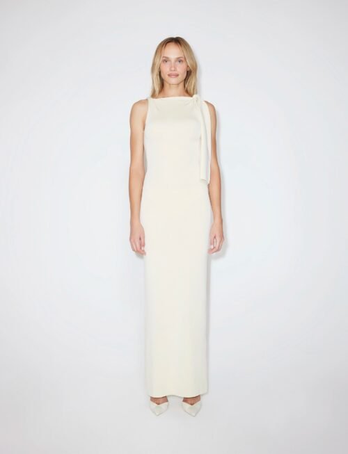 Sueded Stretch Knotted Maxi Dress | Stone
